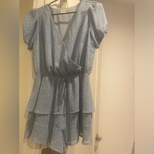 Blue romper with white dots